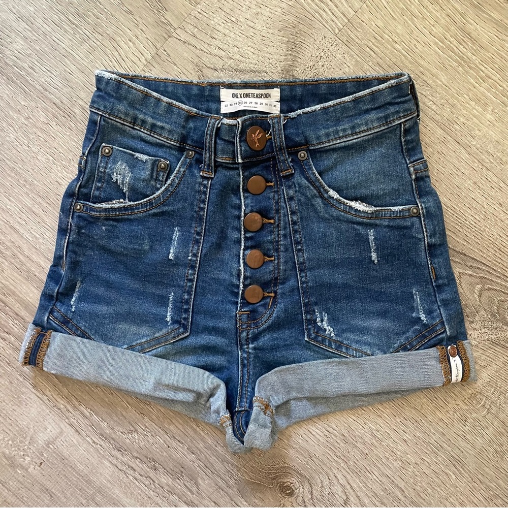 One teaspoon harlets high rise denim shorts